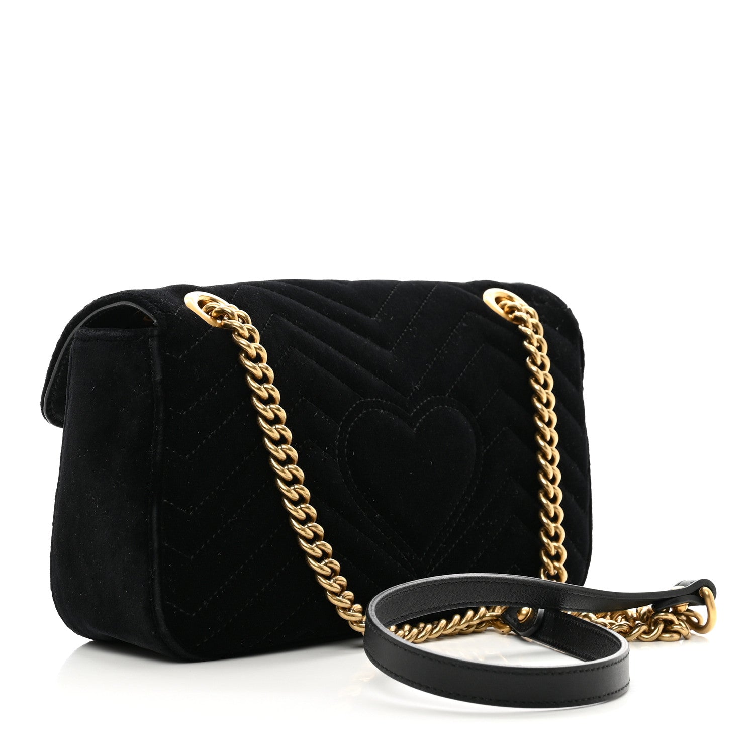 Gucci Velvet Matelasse Small GG Marmont Shoulder Bag Black 3 of 10