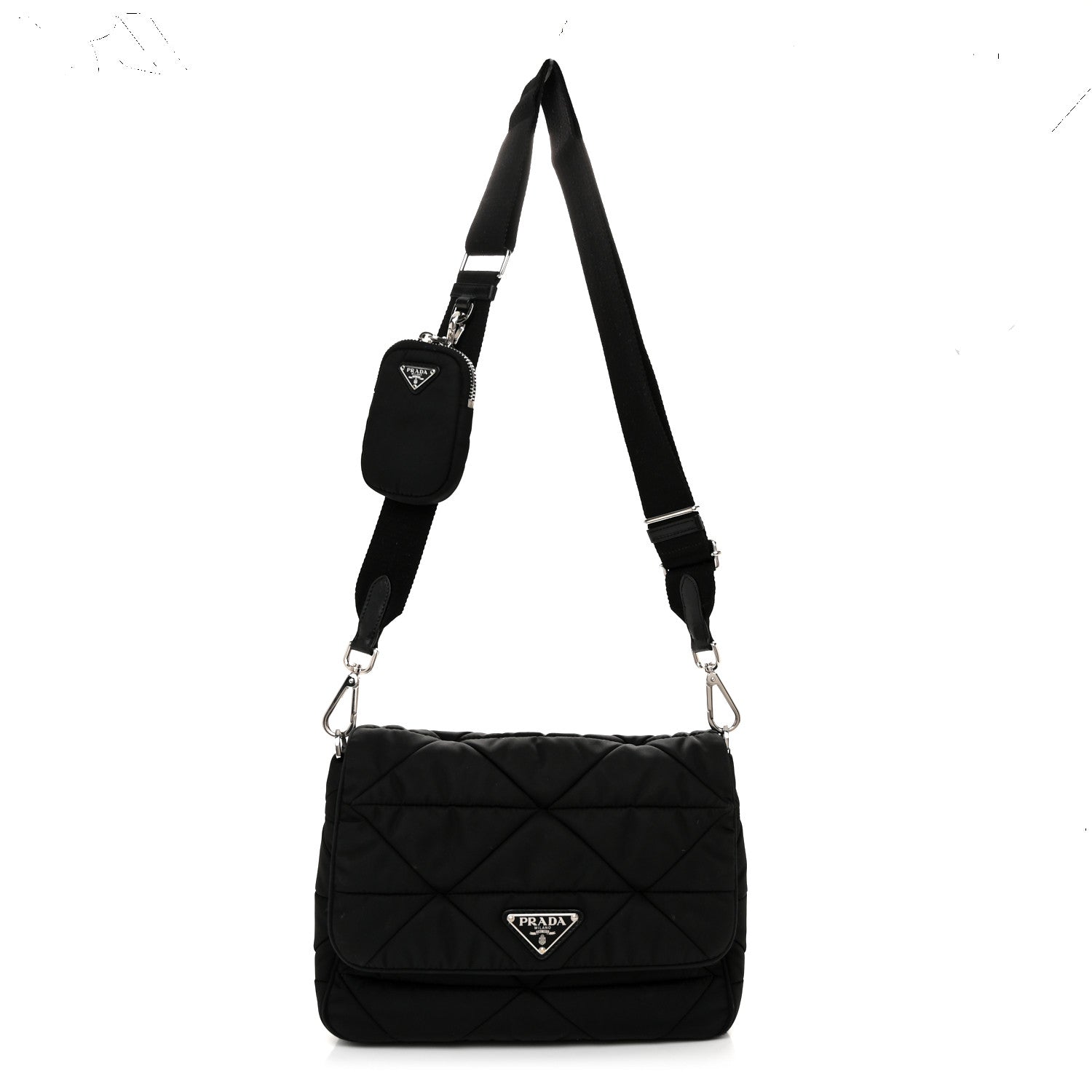 Prada Re-Nylon Quilted Padded Flap Shoulder Bag Black 1 of 11