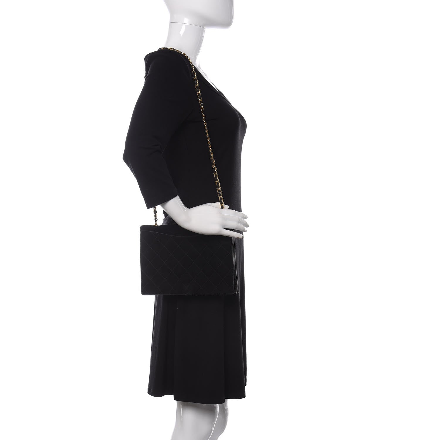 Chanel Suede Quilted CC Small Single Flap Black 2 of 8
