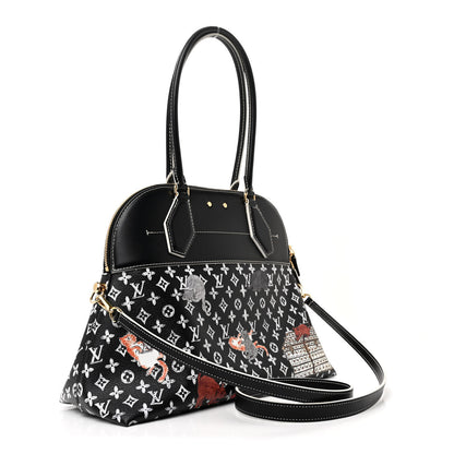 Louis Vuitton Calfskin Catogram Alma Souple MM Black 3 of 10