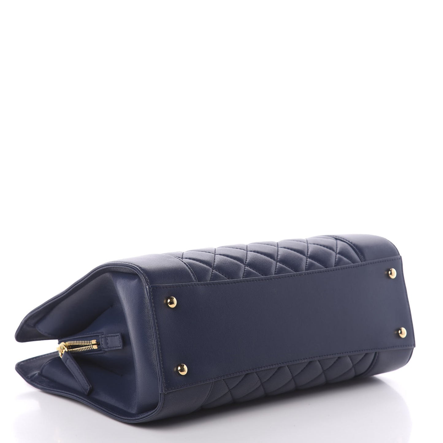 Sheepskin Quilted Mademoiselle Vintage Shopping Tote Navy