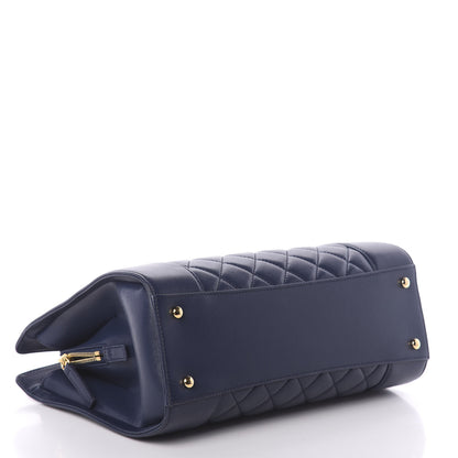 Chanel Sheepskin Quilted Mademoiselle Vintage Shopping Tote Navy 4 of 10
