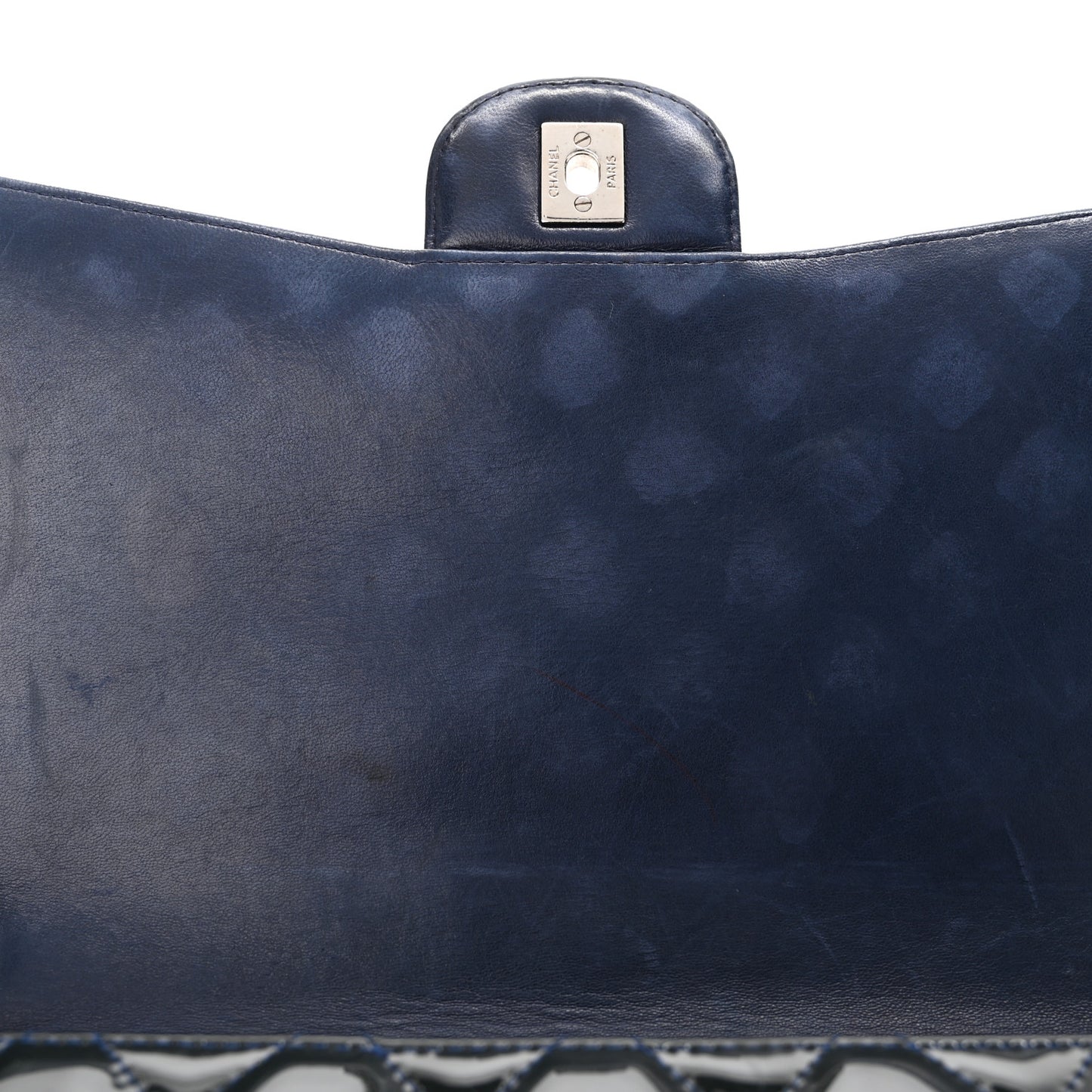 Patent Quilted Maxi Single Flap Blue