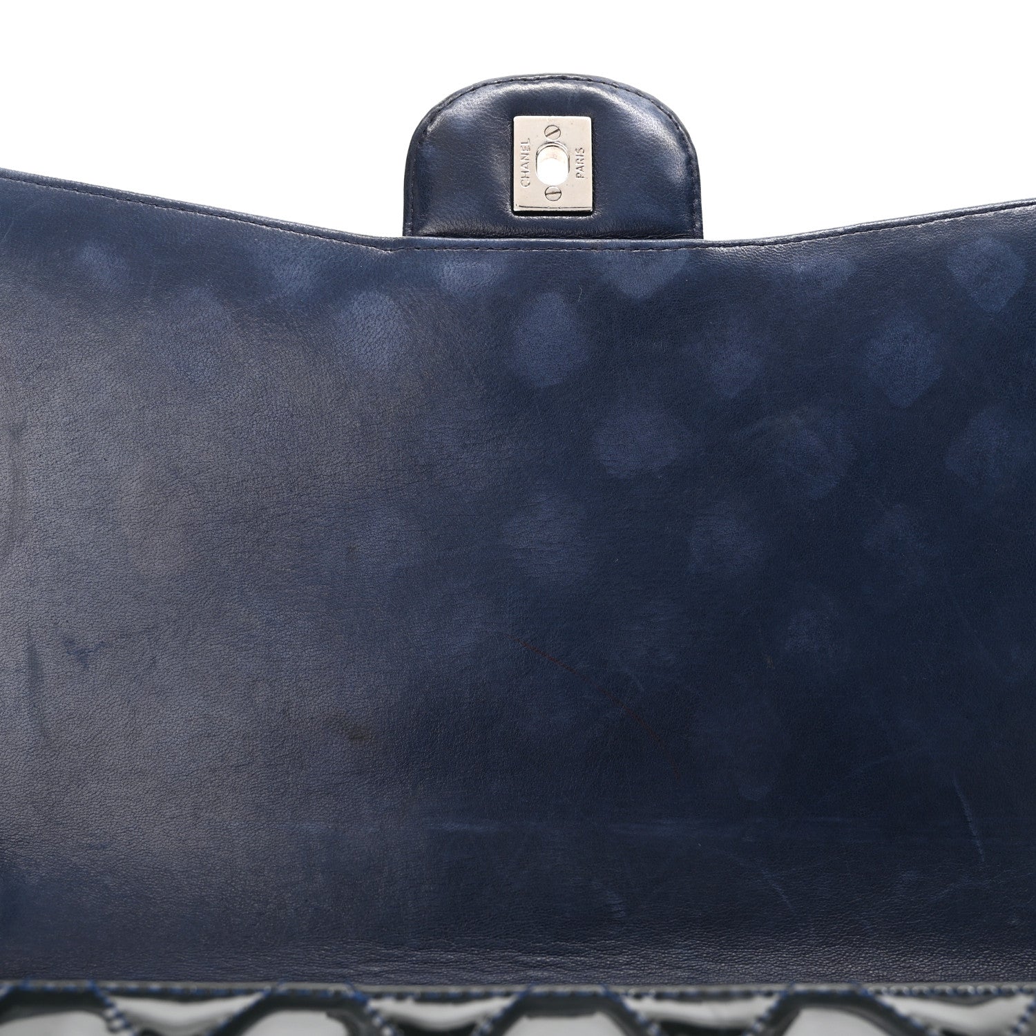 Chanel Patent Quilted Maxi Single Flap Blue 11 of 11