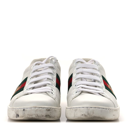 Gucci Calfskin Ayers Bee Embroidered Womens Ace Sneakers 36 White Green 3 of 14