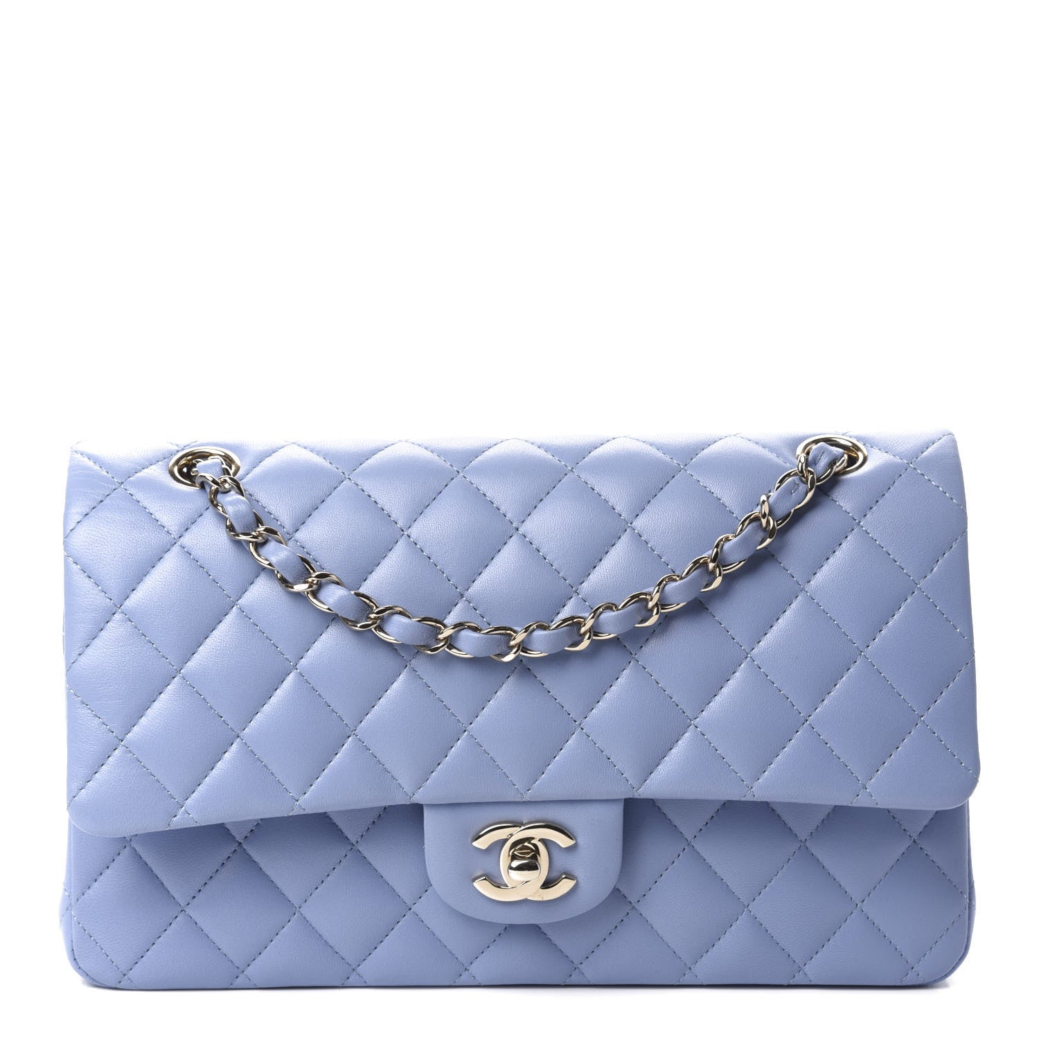 Chanel Lambskin Quilted Medium Double Flap Light Blue 1 of 11