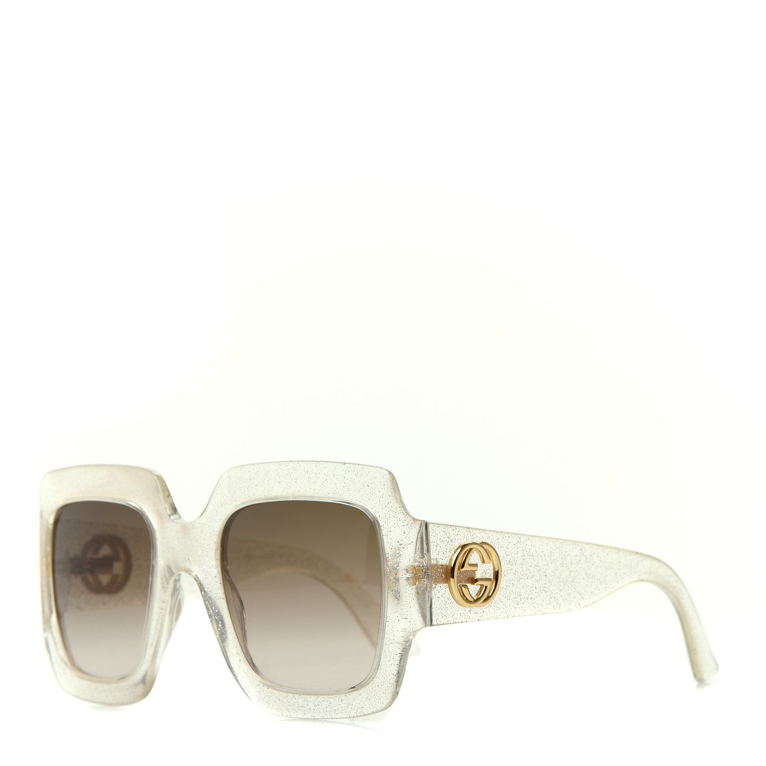 Gucci Glitter Acetate Square Frame Sunglasses GG0053S Silver 1 of 7