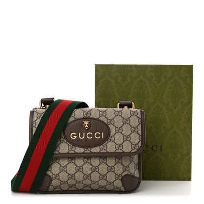 Gucci GG Supreme Monogram Web Small Neo Vintage Double Flap Messenger Bag Beige New Acero 11 of 11