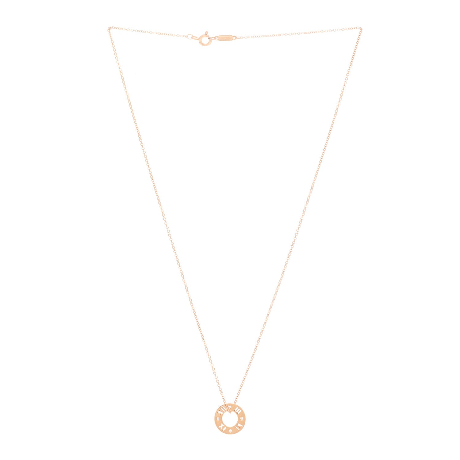Tiffany 18K Rose Gold Diamond Atlas Pierced Pendant Necklace 3 of 6