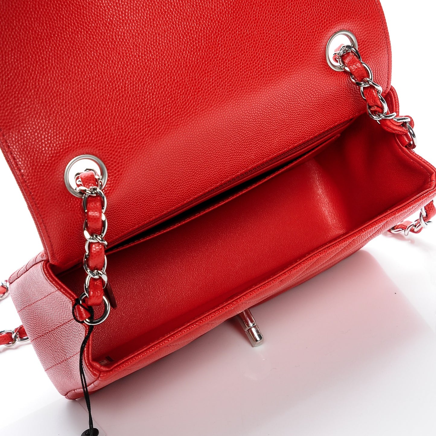 Caviar Chevron Quilted Mini Rectangular Flap Red
