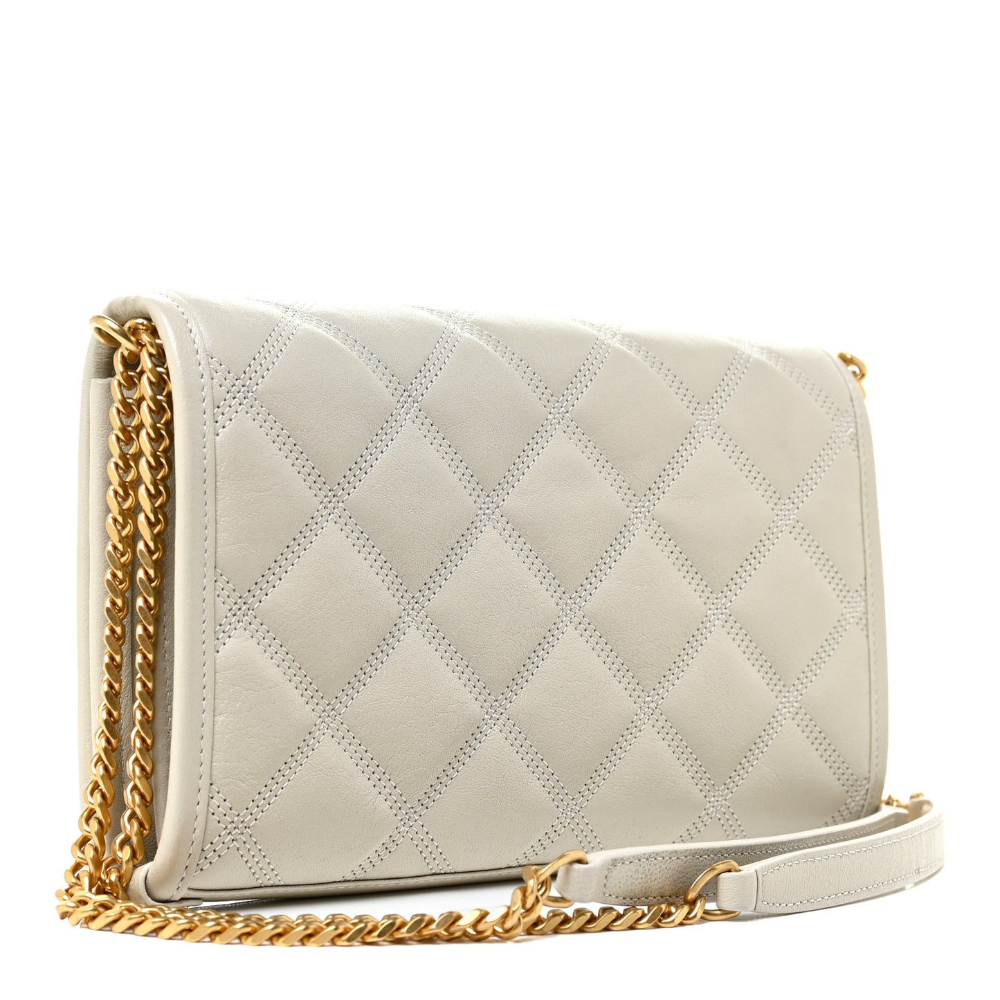 Lambskin Diamond Quilted Becky Chain Wallet Blanc Vintage