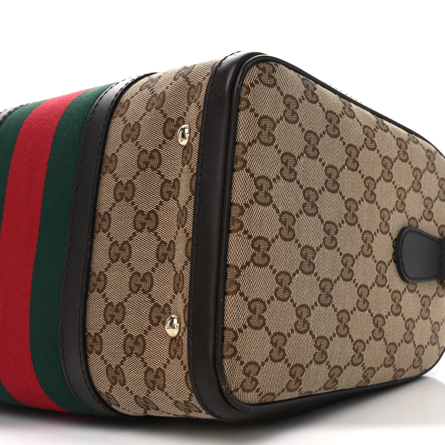 Gucci Monogram Selleria Calfskin Vintage Web Medium Boston Beige Ebony Cocoa 10 of 10