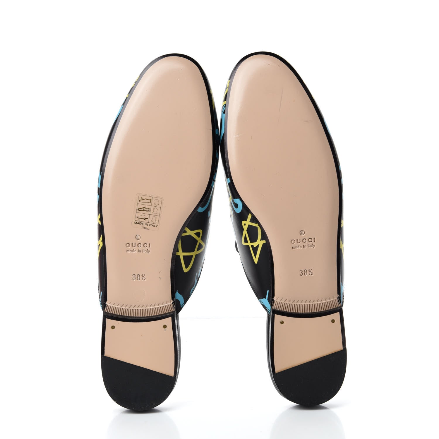 Gucci Calfskin GucciGhost Print Womens Princetown Slippers 38.5 Black New Acquamarine 5 of 10