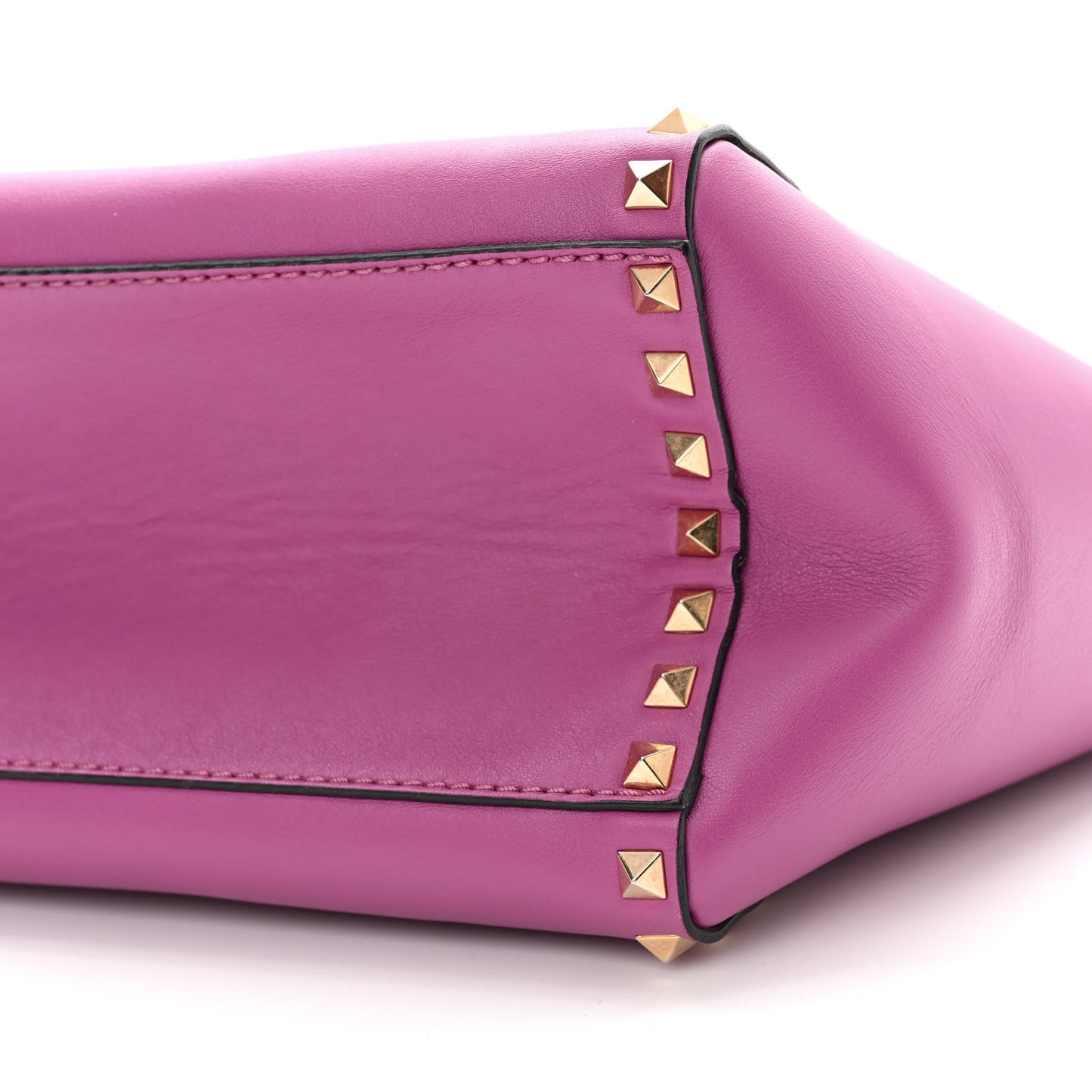 Vitello Small Rockstud Double Handle Tote Purple Violet