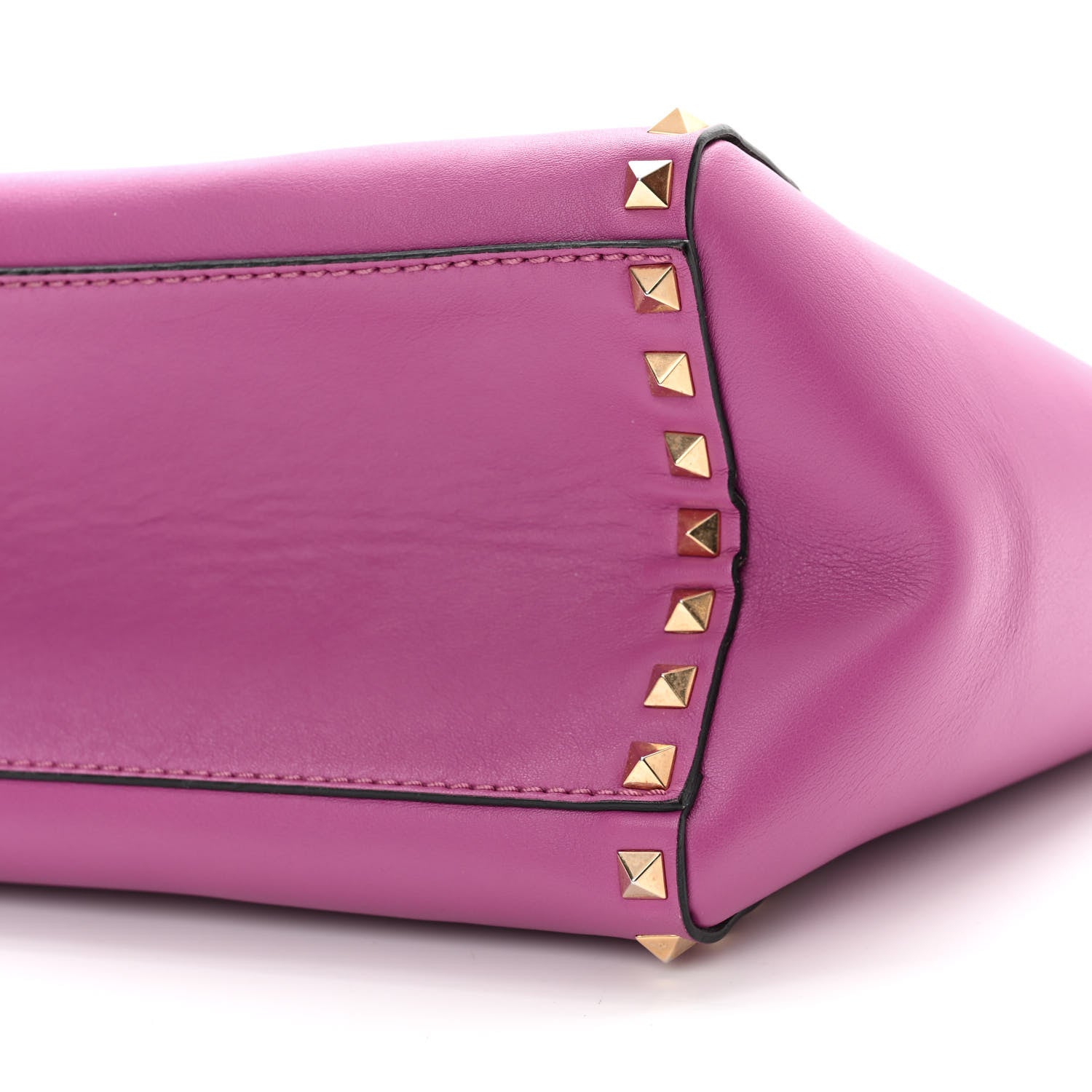 Valentino Garavani Vitello Small Rockstud Double Handle Tote Purple Violet 10 of 15