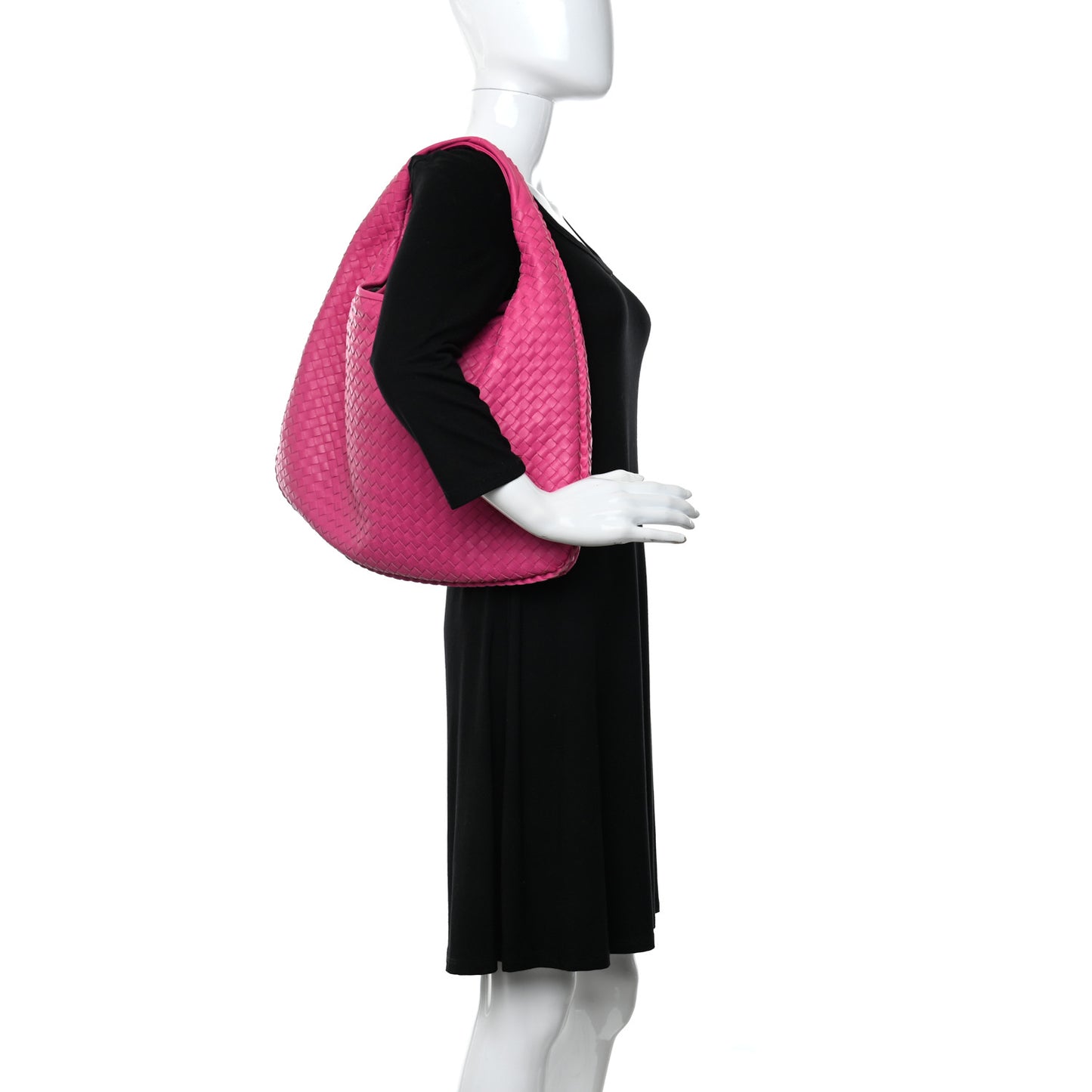Nappa Intrecciato Large Veneta Hobo Rosa Shock