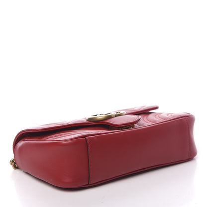 Gucci Calfskin Matelasse Mini GG Marmont Shoulder Bag Hibiscus Red 3 of 9