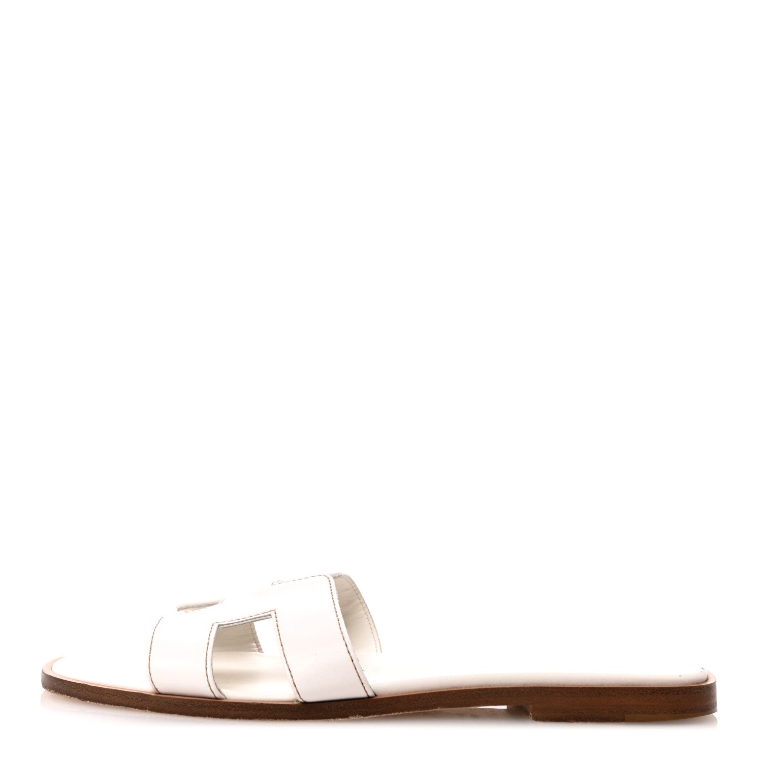 Hermes Box Calfskin Oran Sandals 37 White 1 of 12