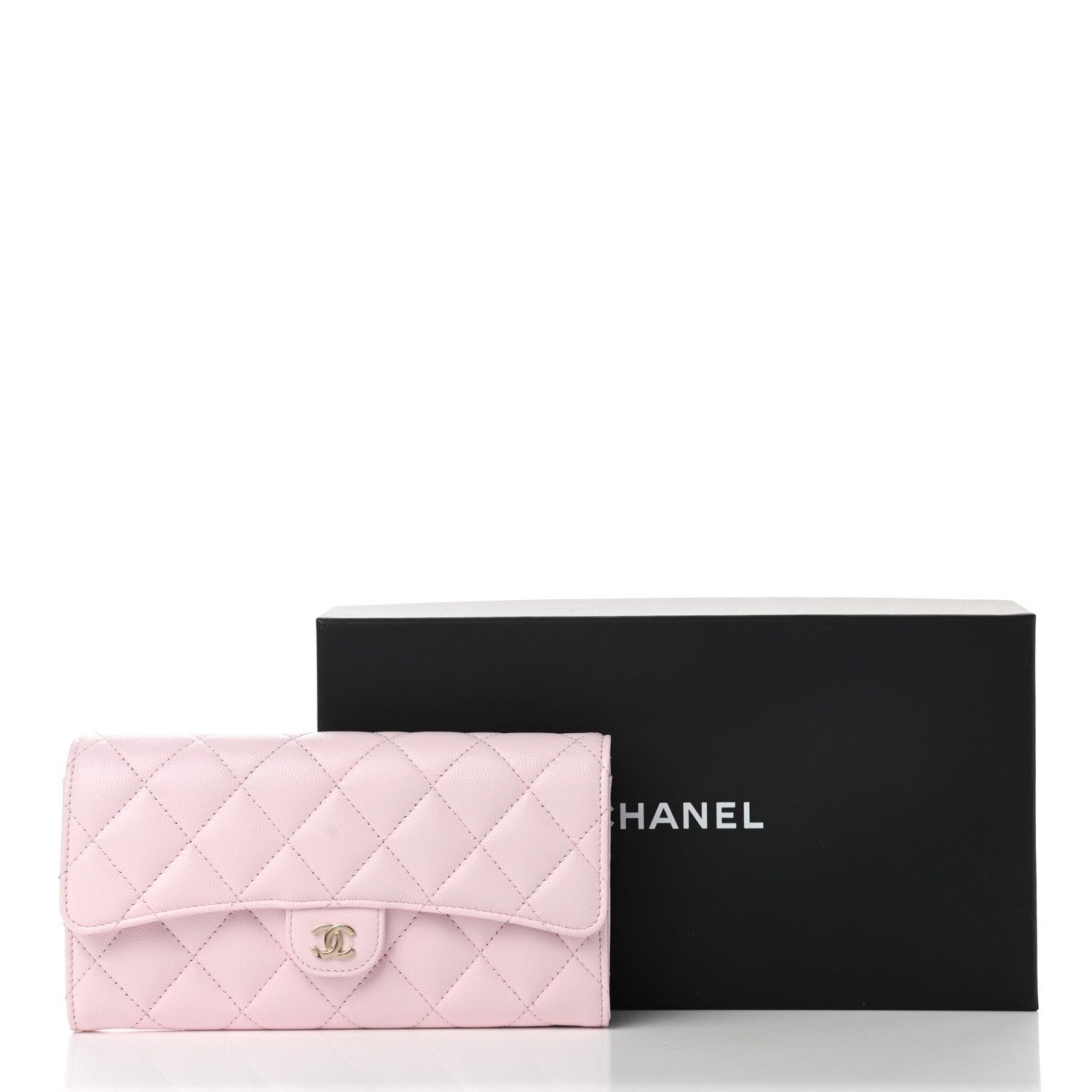 Chanel Caviar Quilted Large Gusset Flap Wallet Light Pink 9 of 9