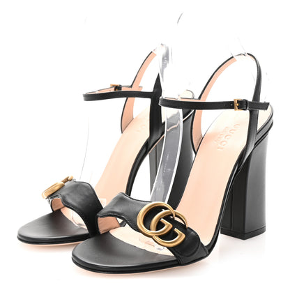 Gucci Lifford Calfskin GG Marmont Ankle Wrap 105mm Sandals 35 Black 4 of 9