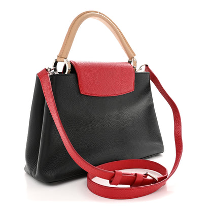 Louis Vuitton Taurillon Capucines MM Black Beige Red 3 of 12