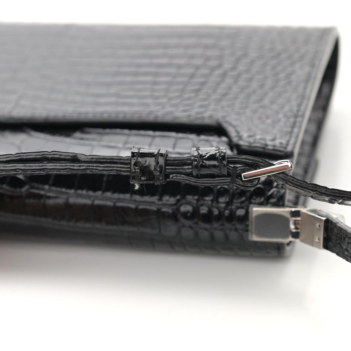 Calfskin Crocodile Embossed Monogram Mini Uptown Crossbody Black