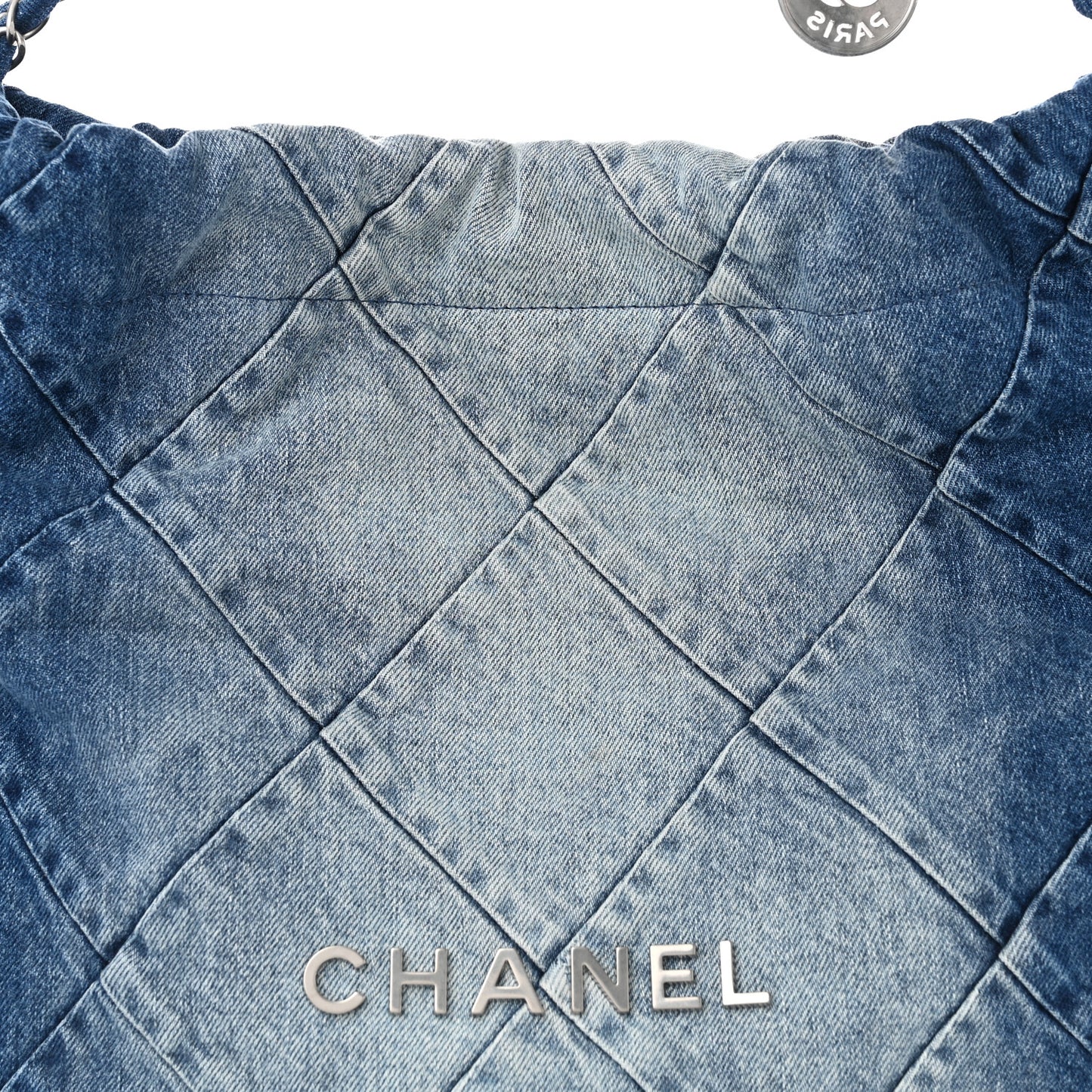 Denim Quilted Chanel 22 Blue