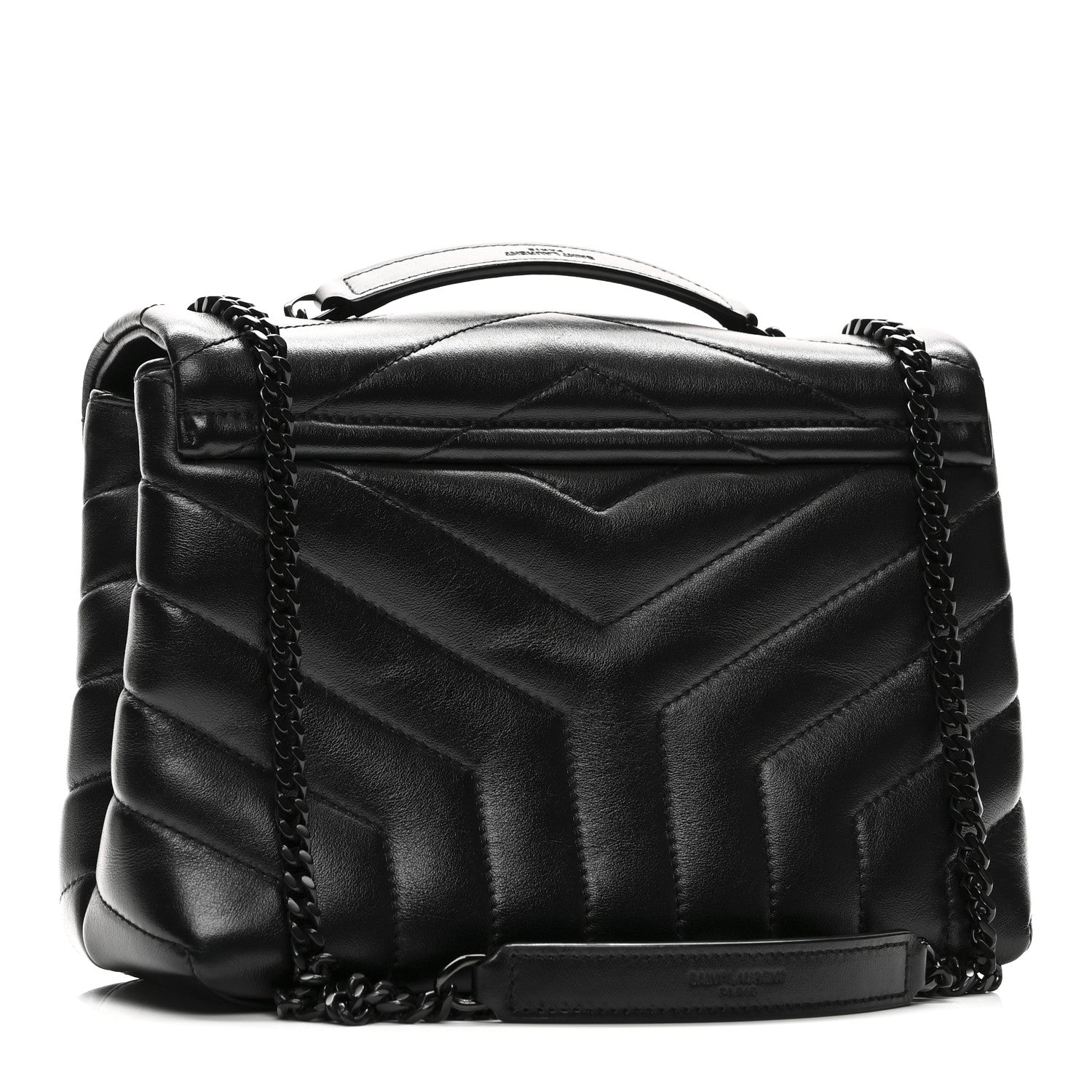 Saint Laurent Calfskin Y Quilted Monogram Monochrome Small Loulou Chain Satchel Black 3 of 10