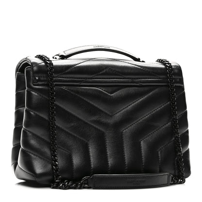 Saint Laurent Calfskin Y Quilted Monogram Monochrome Small Loulou Chain Satchel Black 3 of 10