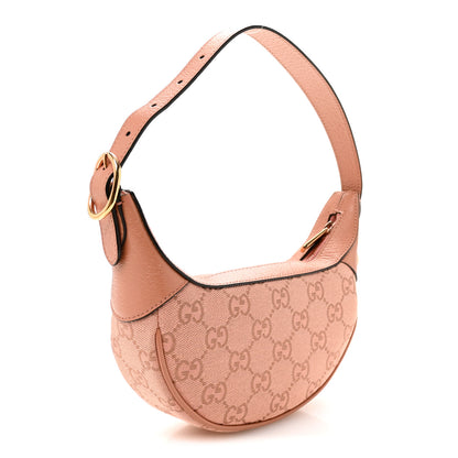Gucci GG Supreme Monogram Textured Calfskin Web Mini Ophidia Half Moon Hobo Rose Pink 3 of 10