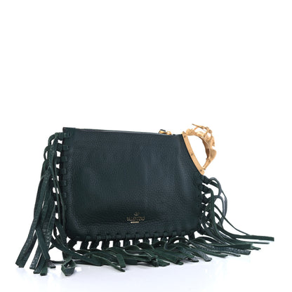 Valentino Garavani Calfskin C-Rockee Sagittarius Fringe Clutch Light Emerald 2 of 4