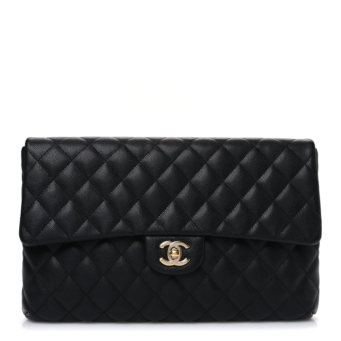 Caviar Quilted Flap Clutch Black