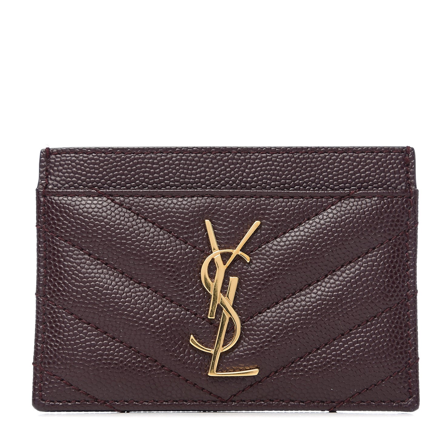 Grain De Poudre Matelasse Chevron Monogram Credit Card Case Bordeaux