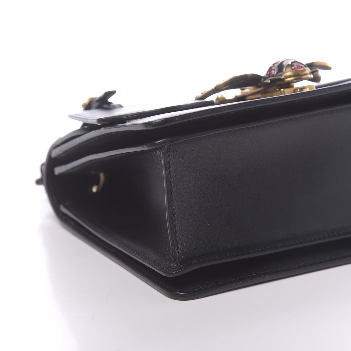 Calfskin Sylvie Web Small Queen Margaret Top Handle Bag Black