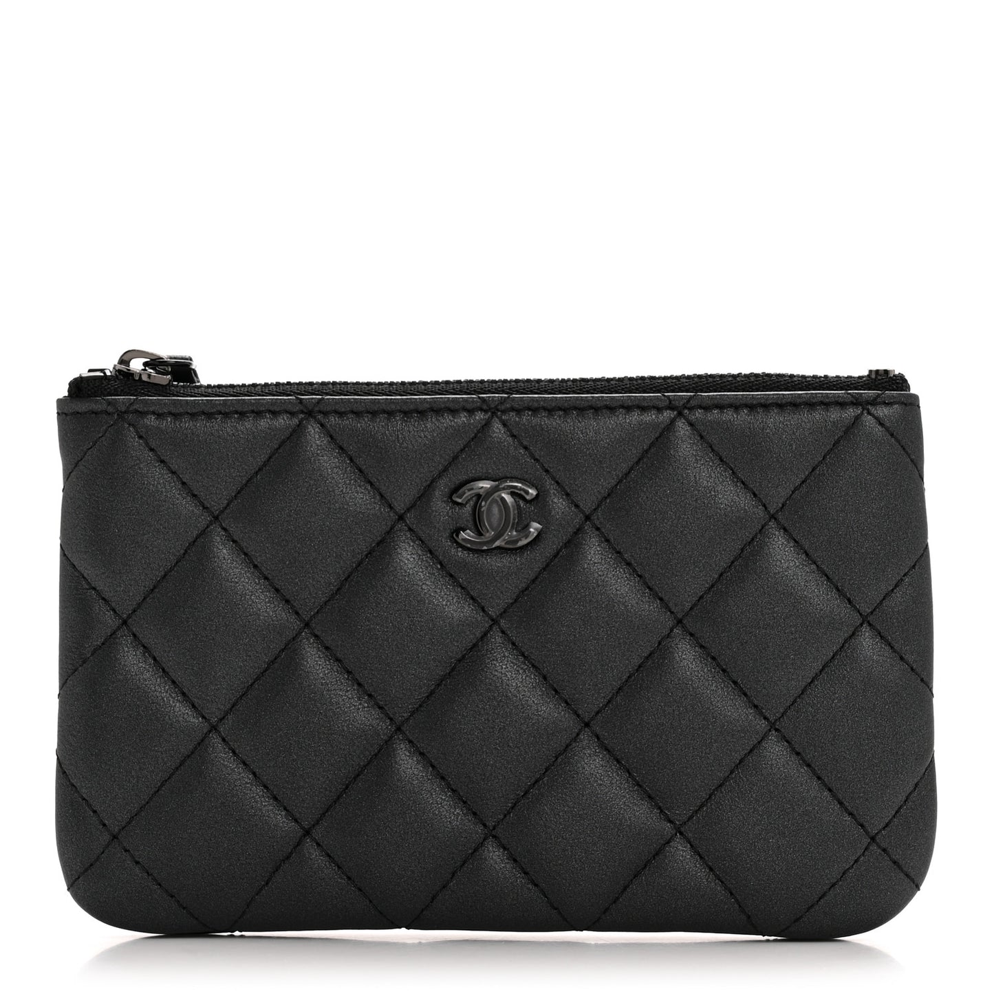 Iridescent Lambskin Quilted Cosmetic Case So Black
