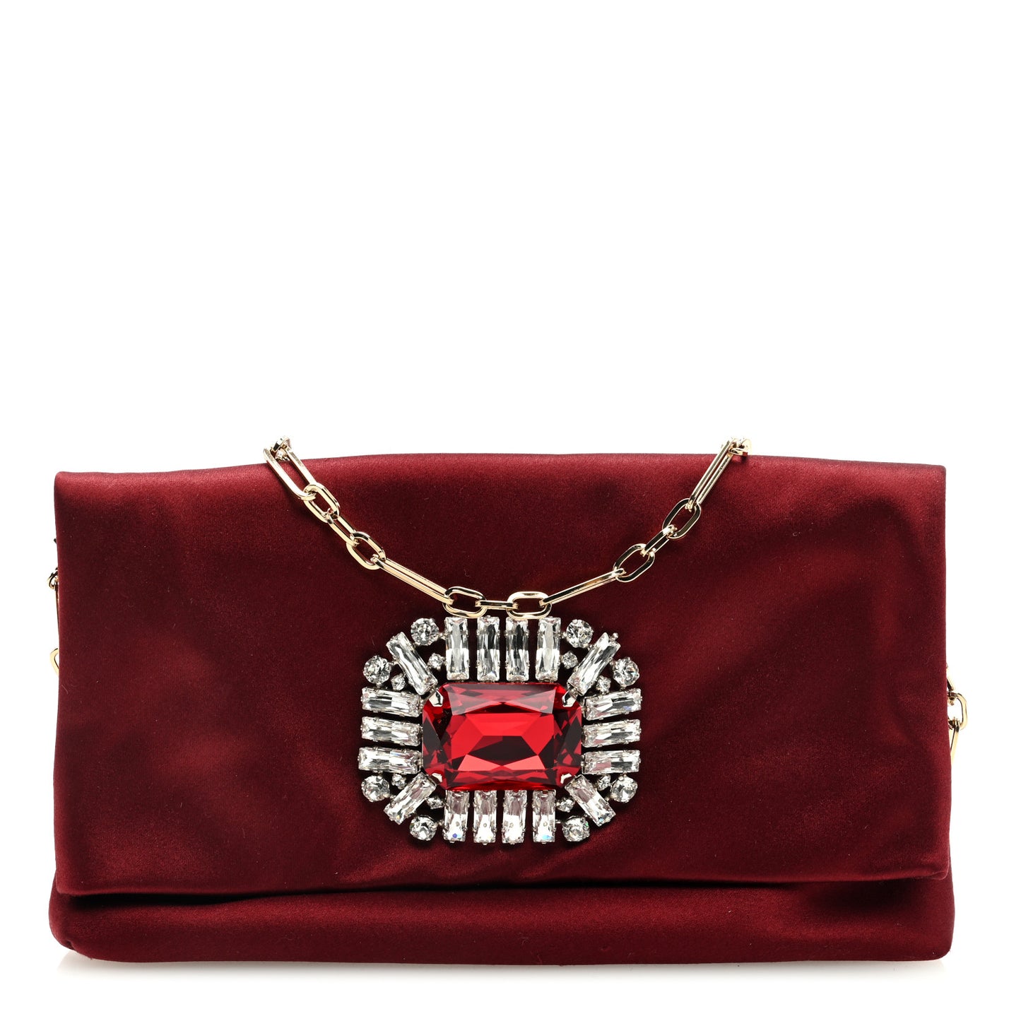 Satin Crystal Titania Clutch Red