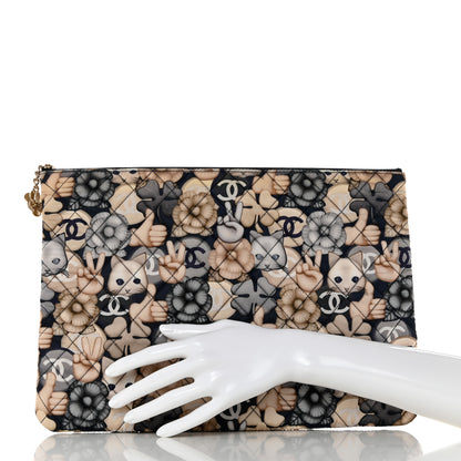 Chanel Nylon Quilted Medium Cat Emoticon Cosmetic Case Navy 2 of 7