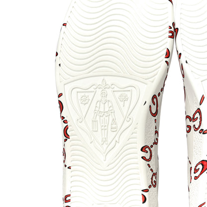 Gucci Calfskin GucciGhost Print Mens Ace Sneakers 8.5 White Hibiscus Red 8 of 11