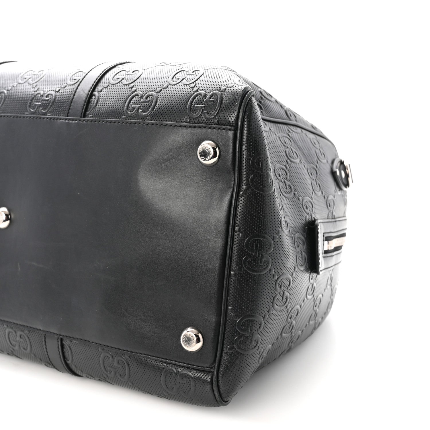 Gucci Calfskin GG Tennis Embossed Duffle Bag Black 9 of 9