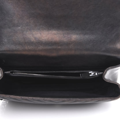 Saint Laurent Sheepskin Matelasse Chevron Monogram Monochrome Large College Satchel Black 6 of 15