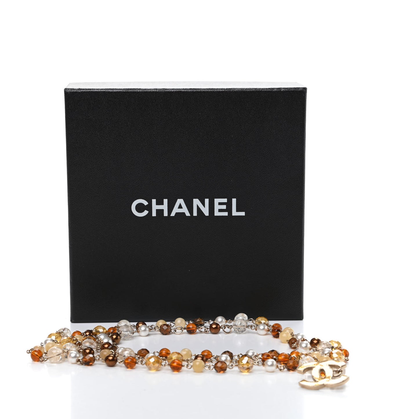 Beaded Pearl CC Belt Brown Gold