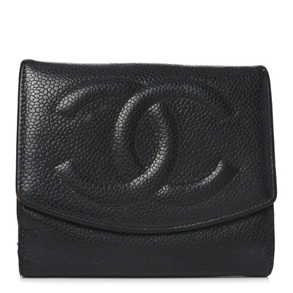 Chanel Caviar Timeless CC Compact French Wallet Black 1 of 8