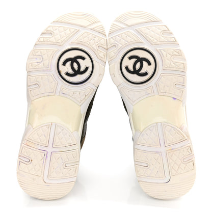 Chanel Fabric Calfskin Suede CC Womens Sneakers 36 Dark Green 6 of 12