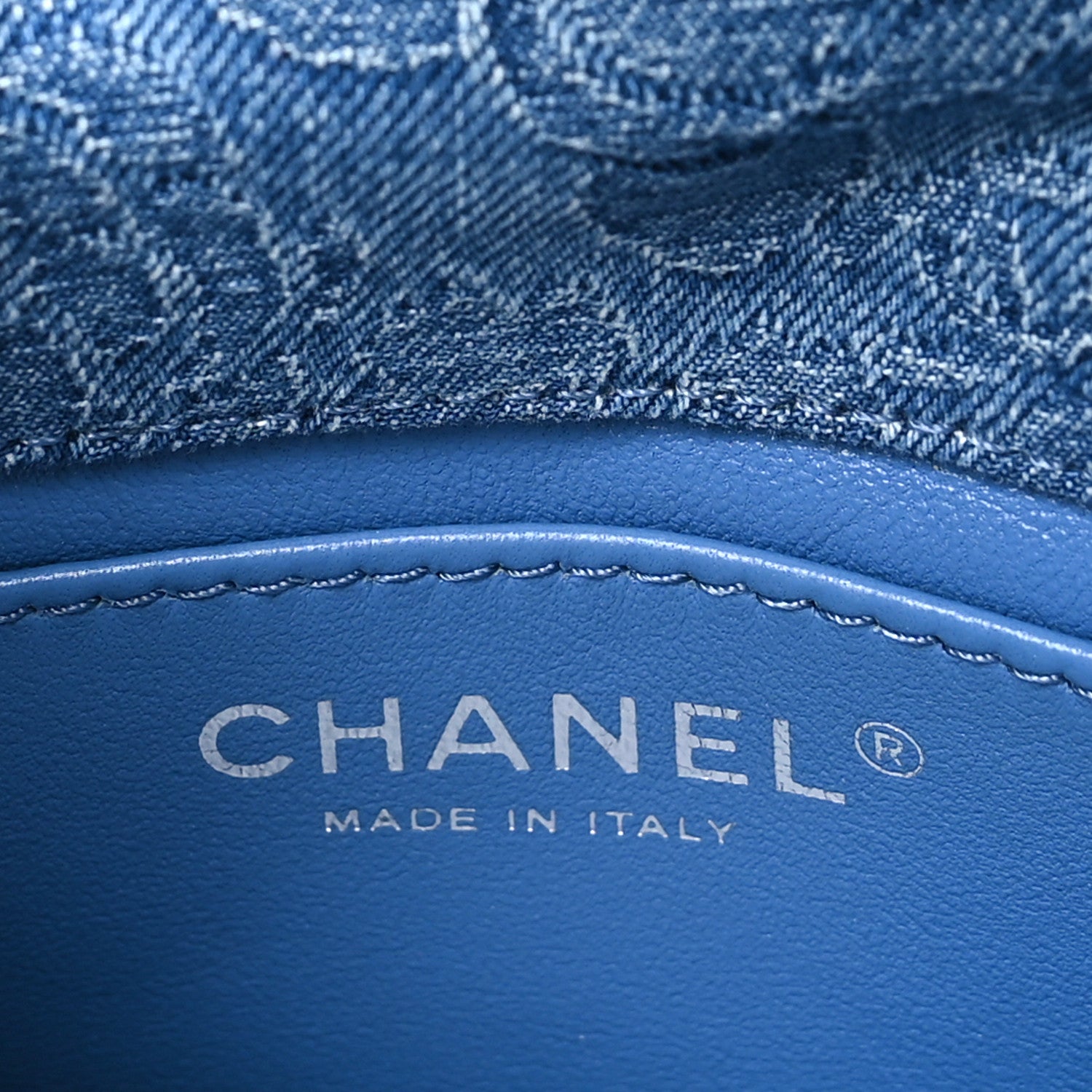 Chanel Denim Quilted Camellia Sweetheart Mini Rectangular Flap Blue 6 of 10