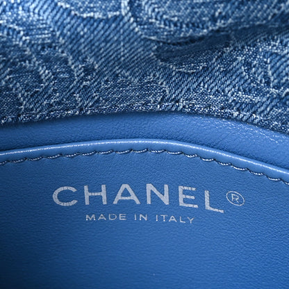 Chanel Denim Quilted Camellia Sweetheart Mini Rectangular Flap Blue 6 of 10
