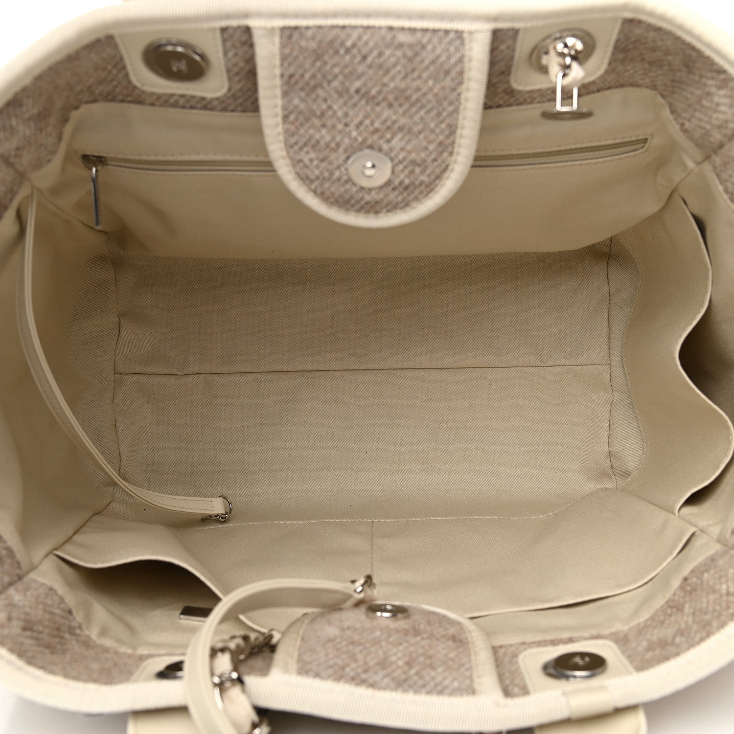 Chanel Mixed Fibers Calfskin Medium Deauville Tote Beige 4 of 9