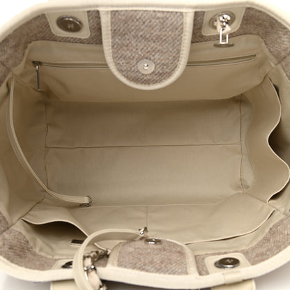 Chanel Mixed Fibers Calfskin Medium Deauville Tote Beige 4 of 9