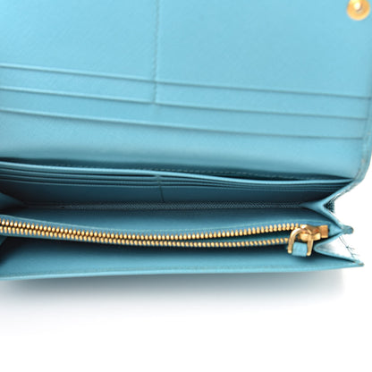 Prada Saffiano Metal Continental Flap Wallet Turchese 5 of 11