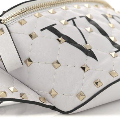Valentino Garavani Lambskin VLTN Rockstud Spike It Belt Bag 85 White Black 8 of 9