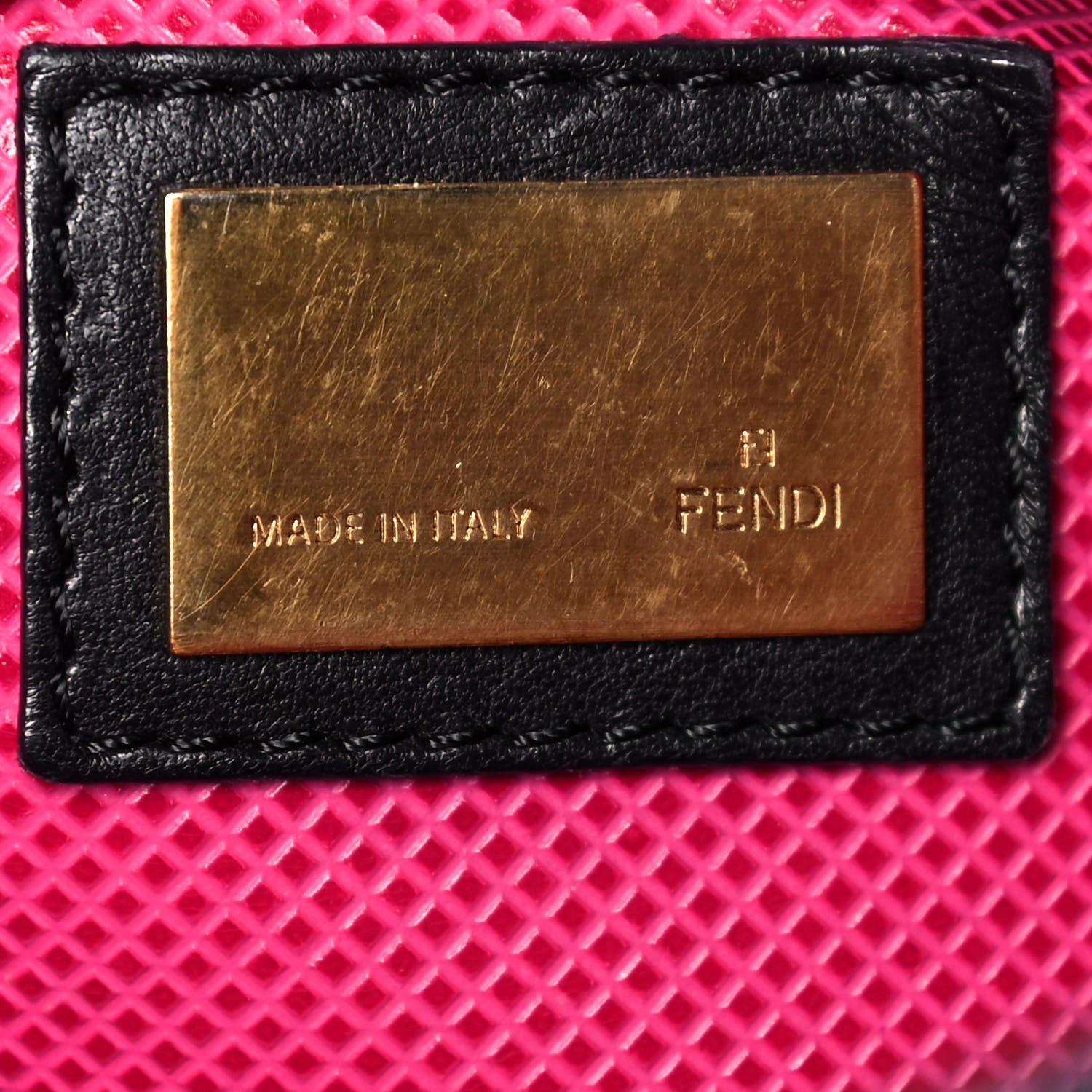 Fendi Goatskin Large Peekaboo Iconic Satchel Black Lampone 6 of 16